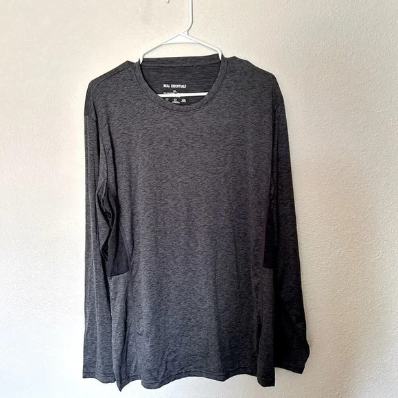 NWOT Real Essentials Men XL Grey Long Sleeve Dry Fit T-shirt Base Layer Gorpcore - Picture 1 of 3
